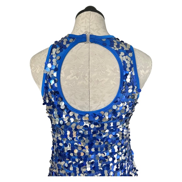 Revolution Dance Costume Blue & Silver Sequins  Sleeveless Tunic Size Med Adult - Picture 5 of 11